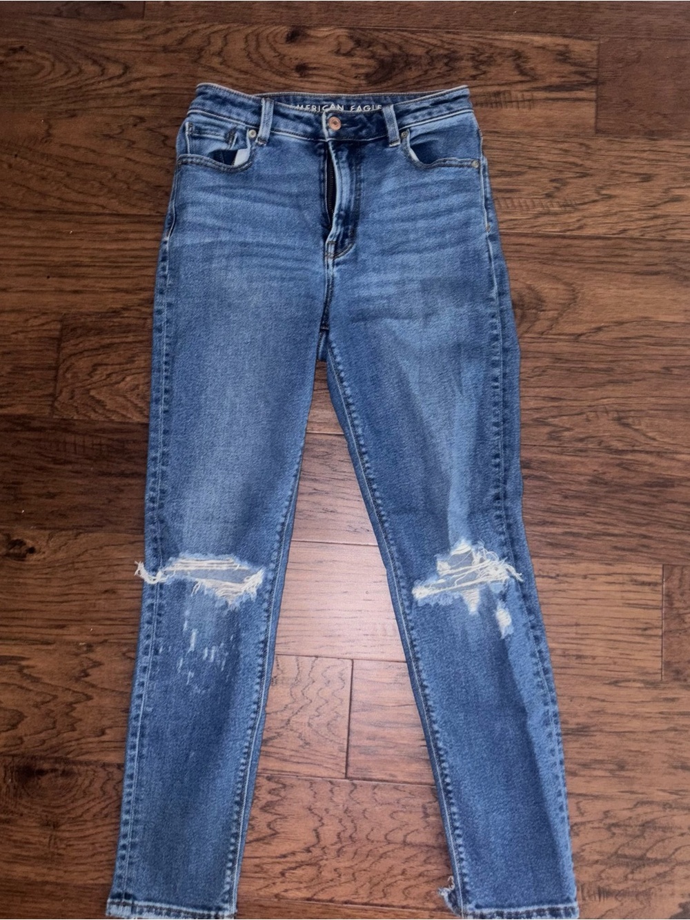 American Eagle Outfitters Women's Ripped High-Rise Skinny Jeans - Blue